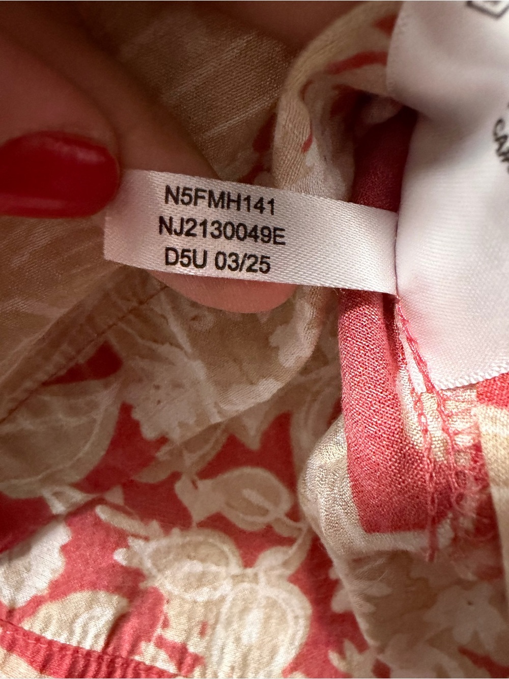 Nautica Jeans Women’s Small Floral Peasant Blouse Coral Boho Long Sleeve Top - Picture 9 of 10